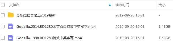 美版《哥斯拉》电影三部英语中文字幕超清百度云网盘下载
