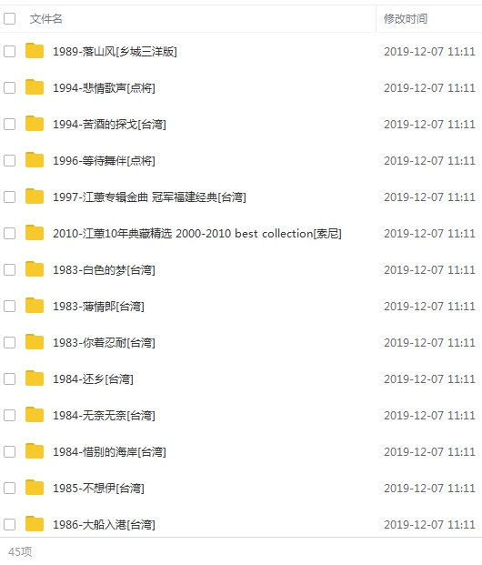 台湾闽南语天后江蕙无损音乐43张专辑合集(1983-2013)[WAV/FLAC/20.33GB]百度云网盘下载