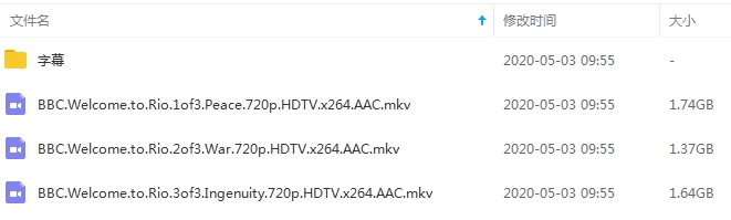 BBC纪录片《欢迎来到里约热内卢》三集视频高清英语外挂中字[MKV/4.74GB]百度云网盘下载