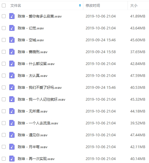 陈坤无损歌曲精选13首[WAV/558.43MB]百度云网盘下载