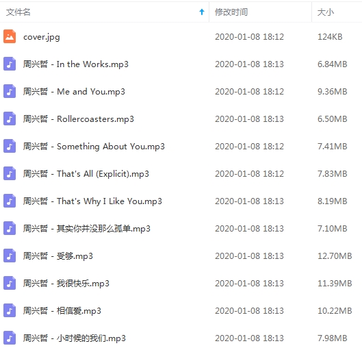 周兴哲专辑《小时候的我们》11首歌曲[MP3/95.65MB]百度云网盘下载