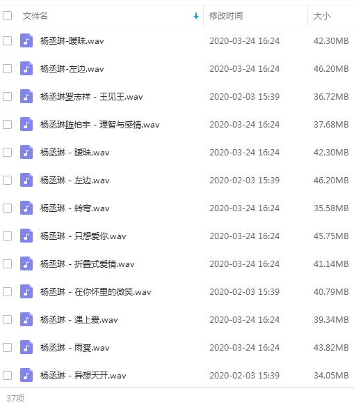 杨丞琳无损歌曲精选37首[WAV/1.42GB]百度云网盘下载