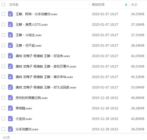 王麟无损歌曲精选41首[WAV/1.58GB]百度云网盘下载