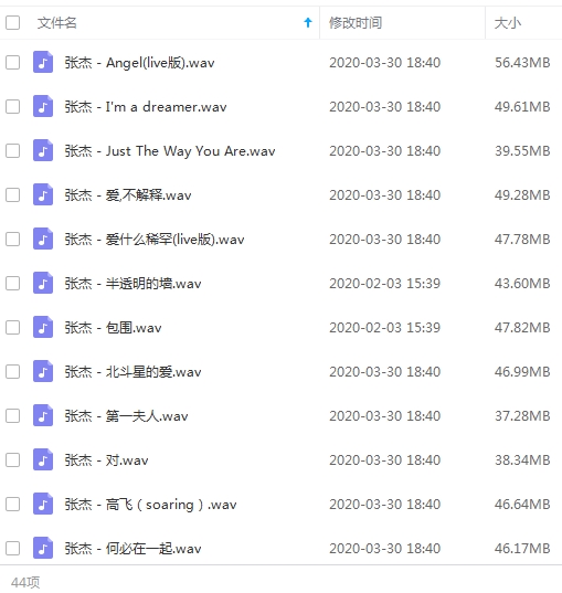 张杰无损歌曲精选44首[WAV/1.91GB]百度云网盘下载