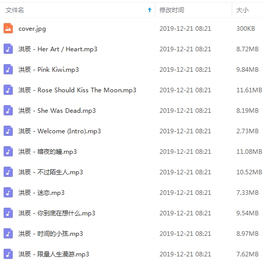 洪辰专辑《Her Art／Heart》11首歌曲[MP3/96.42MB]百度云网盘下载