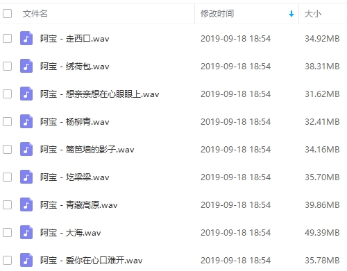 歌手阿宝精选9首无损歌曲百度云网盘下载[WAV/322.14MB]