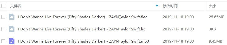 ZAYN&Taylor Swift单曲《I Don't Wanna Live Forever》(电影《五十度黑》的主题)[FLC/MP3/35.10MB]百度云网盘下载