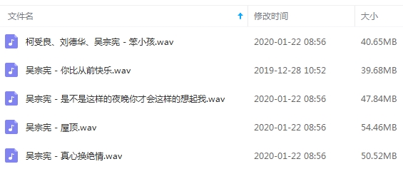 吴宗宪无损歌曲精选5首[WAV/233.15MB]百度云网盘下载