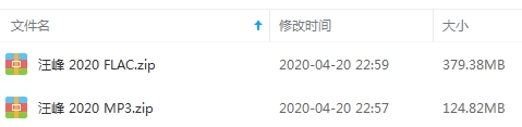 汪峰专辑《2020》10首歌曲合集[FLAC/MP3/504.20MB]百度云网盘下载
