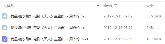 周杰伦新歌《我是如此相信》(《天火》主题曲)[FLAC/MP3/64.26MB]百度云网盘下载