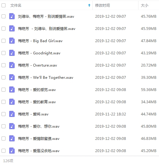 梅艳芳无损歌曲精选126首[WAV/5.21GB]百度云网盘下载