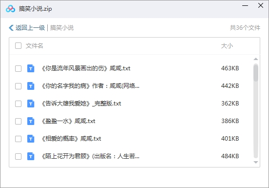 搞笑网络小说36部电子书合集[TXT/7.24MB]百度云网盘下载