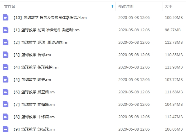 篮球教程-张卫平篮球教学视频教程视频合集[RM/1.05GB]百度云网盘下载