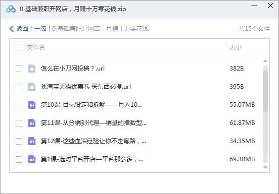 0基础兼职开网店，月赚十万零花钱视频课程合集[MP4/600.35MB]百度云网盘下载