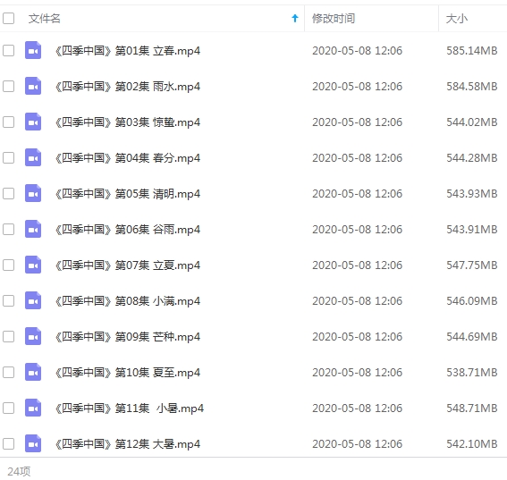 纪录片《四季中国-24节气》全24集视频合集[MP4/12.97GB]百度云网盘下载