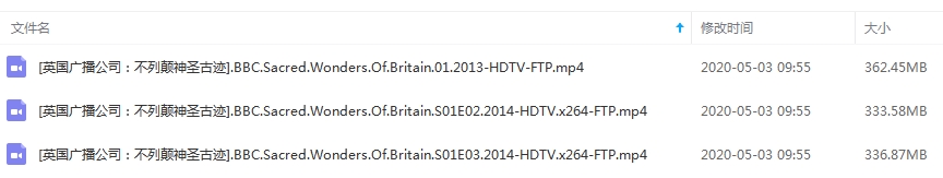 BBC纪录片《不列颠神圣古迹》视频3集英语中字[MP4/1.01GB]百度云网盘下载