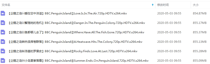 BBC纪录片《企鹅岛》视频6集英语中字[MKV/5.01GB]百度云网盘下载