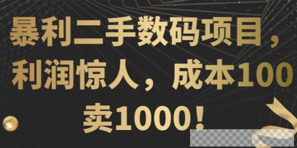 利润惊人的暴利二手数码项目成本100卖1000视频[MP4/57.0MB]百度云网盘下载