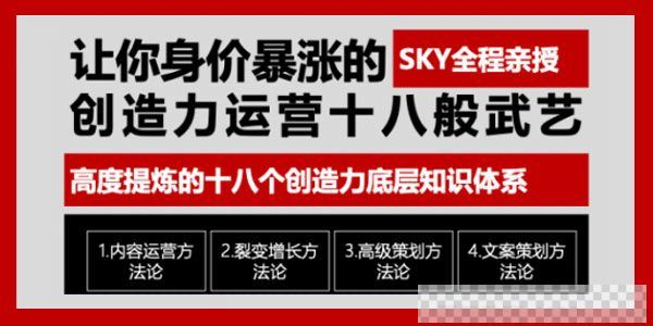 创造力运营十八般武艺高度提炼的互联网运营知识体系视频[MP4/15.07GB]百度云网盘下载