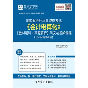 湖南省会计从业资格考试《会计电算化》【教材精讲＋真题解析】讲义与视频课程【20小时高清视频】