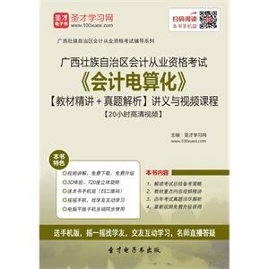 广西壮族自治区会计从业资格考试《会计电算化》【教材精讲＋真题解析】讲义与视频课程【20小时高清视频】